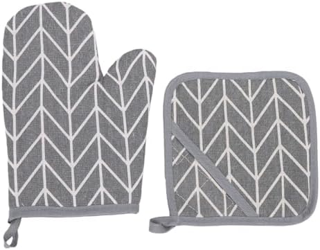 Dpofirs Kitchen Oven Mitt Set with Pot Holder | Thickened Cotton