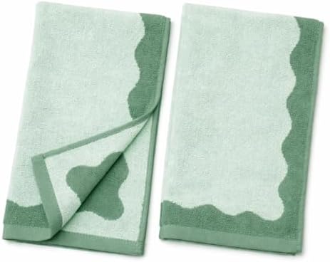 MONDAY MOOSE Scalloped Decorative Hand Towels, 2-Pack Soft Cotton with
