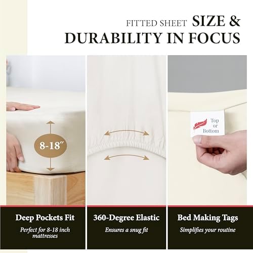 100% Egyptian Cotton Twin Bed Sheets Set - Luxury 600 Series Refined