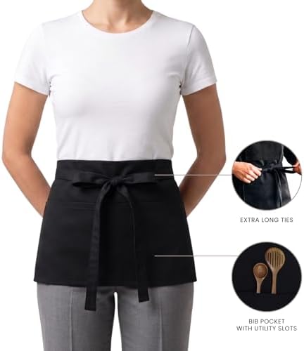 PurpleEssences Waist Aprons, 3 Pockets, Durable, 23.5x11.5 Inch
