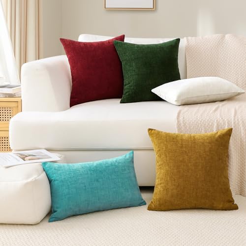 OTOSTAR Pack of 2 Throw Pillow Covers 20x20 Inch Soft Chenille Gold