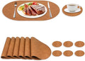 Oval Placemats Set of 6 Washable 12 x 17 Inch Leather Place Mats