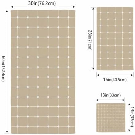 Bath Towels Set of 3 White Dots Grid Lines Bath Towel Hand Towel