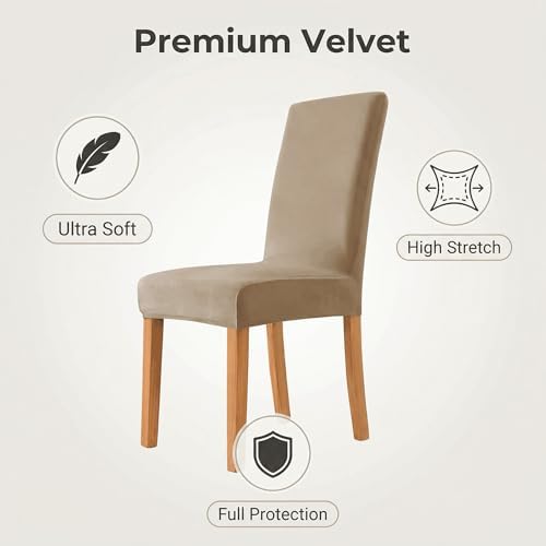 Velvet Stretch Dining Room Chair Covers - Colorful and Washable Parson