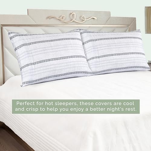 Elegant Comfort Ultra Soft Set of 2 Striped Print Pillowcases - 1500