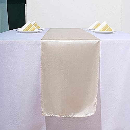 12 pcs 12 x 108 inch Beige Satin Table Runners - Wedding Table Top