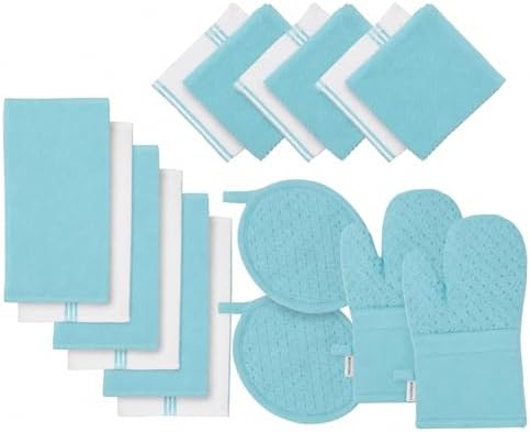 Lane Linen 16Pc Kitchen Towel Set - Heat Resistant Oven Mitts & Pot