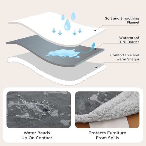 Bedsure Waterproof Blanket for Bed - Twin Size 60"x80", Anchor Gray