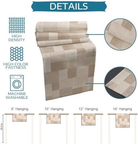 Cream Beige Checked Table Mats Set of 6 with Table Runner 90 Inches