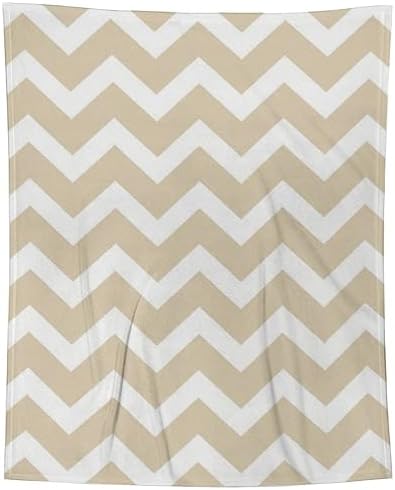 Plush Throw Blanket Taupe Chevron Stripe Soft Cozy Blanket Flannel