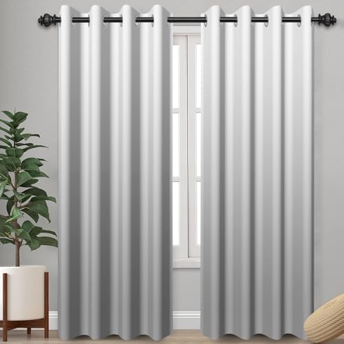 Solid Light Grey Curtains for Living Room, Modern Thermal Insulated