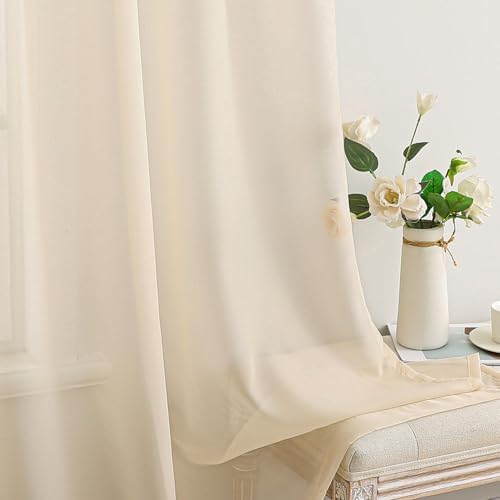MIULEE 2 Panels Sheer Curtains for Living Room 54 X 96 Inches Cream