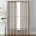 H.VERSAILTEX Taupe Linen Sheer Curtains 84" 2 Panels Grommet