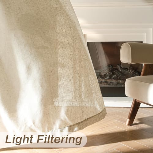 DriftAway Natural Linen Curtains 120 Inches Long 3 Pound Thick Semi