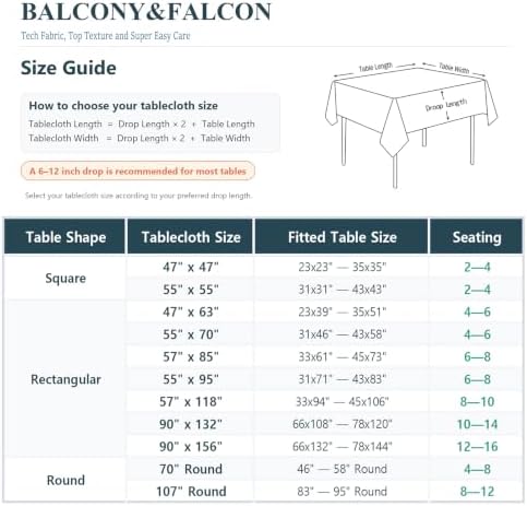 BALCONY & FALCON Rectangle Table Cloth Waterproof Taupe Gray 95"x55"