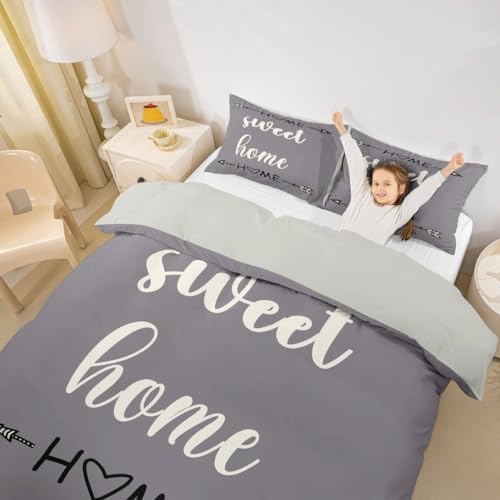 jejeloiu Gray Modern Home Duvet Cover Full Size Boys Girls Boho