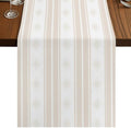 Beige Striped Table Runner 108 Inch Long Dresser Scarves Cotton Linen