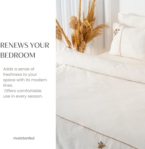 100% Cotton Duvet Cover Bedding Set | 6-Piece Embroidered Duvet Cover