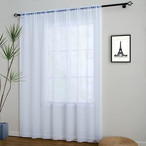 Linentalks Extra Wide White Sheer Curtains For Living Room, Patio Door
