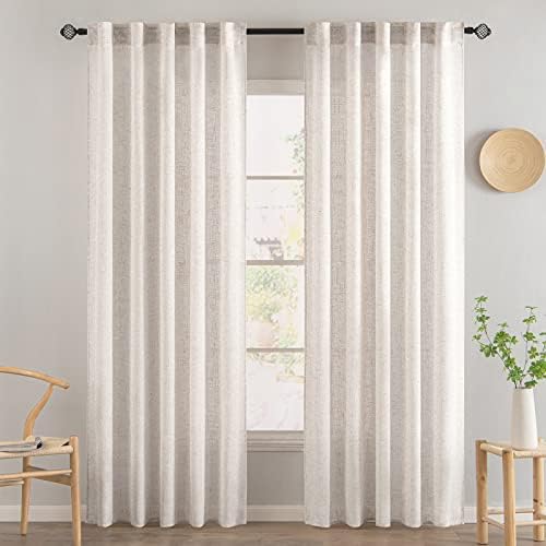 MIULEE Natural Beige 100% Blackout Curtains 84 Inches Long for Bedroom