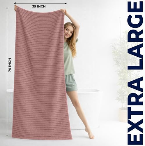 DAN RIVER Ribbed Extra Large Bath Sheets Pack of 2, 35 x 70 Inches