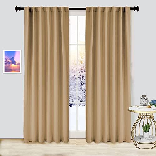 Back Tab/Rod Pocket Blackout Curtains Solid Room Darkening Thermal