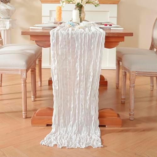 2 Pack Cheesecloth Table Runner, Fall Table Runner 120 Inch – Ivory