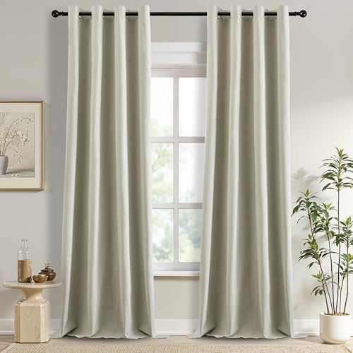 DONREN 100% Blackout Curtains 108 Inches Long Thermal Insulated, Soft