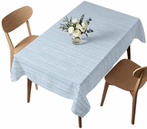 Modern Boho Rectangle Tablecloth, Solid Color Linen Texture Beige