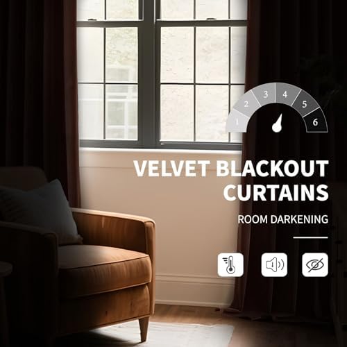 CUCRAF Pink Beige Velvet Blackout Curtains 108 inches Long, Thermal