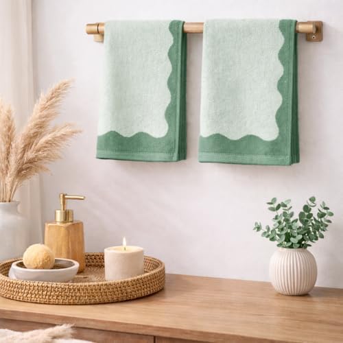 MONDAY MOOSE Scalloped Decorative Hand Towels, 2-Pack Soft Cotton with