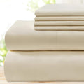 BYSURE 6 Pieces Bed Sheets Set(King, Cream/Beige) - Hotel Luxury Super