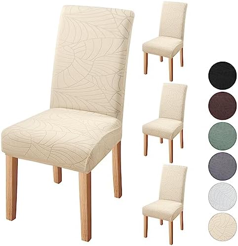 Fuloon Chair Covers for Dining Room 4 Pack, Solid Stretch Dining Chair