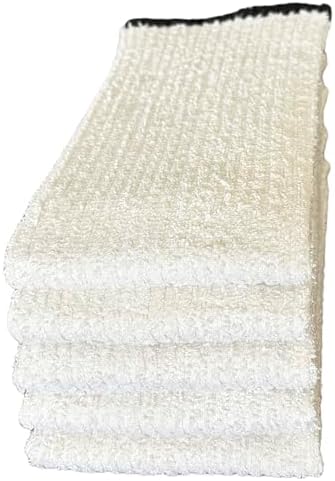 5 Pack, 100% Cotton White Ribbed Terry Bar Mop with Black Boarder for