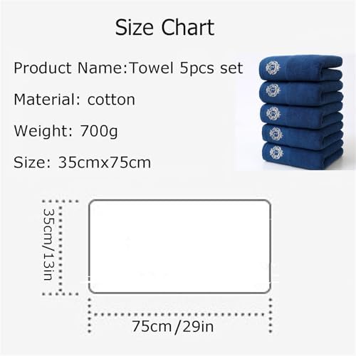 5 Piece Towel Set, Cotton, Perfect Everyday Shower Light Weight, Quick