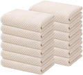 Kitinjoy 100% Cotton Waffle 12-Pack Kitchen Towels, 13" x 28", Beige