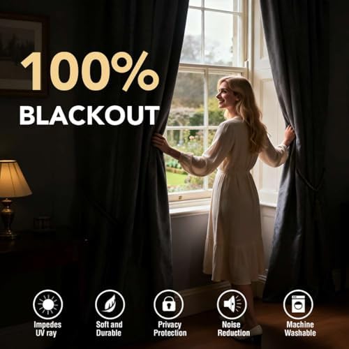 H.VERSAILTEX 100% Blackout Curtains for Bedroom 84 Inches Long Grommet