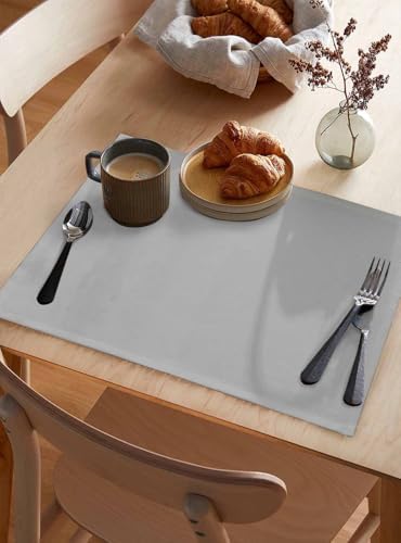 Pure Colors Grey Pattern Placemats Set of 6 Washable Table Mats for