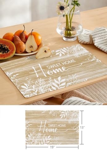 Vintage Tan Brown Table Runner and Placemats for Dining Table,Burlap