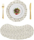 Minimalist Stone Texture Round Braided Placemats Set of Set of 8 Heat