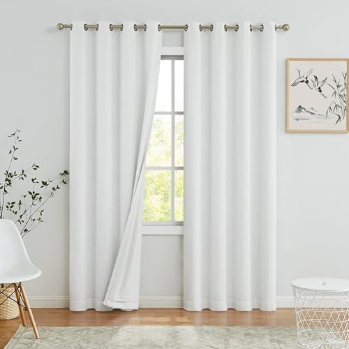 Cream White Blackout Grommet Curtain for Bedroom with Liner