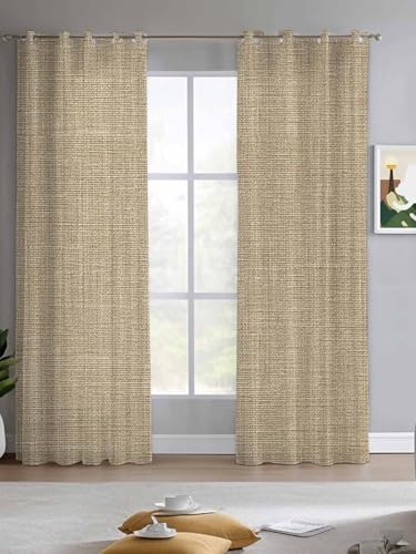 Vintage Linen Sheer Curtains 96 Inch Long 2 Panels, Pastoral Brown