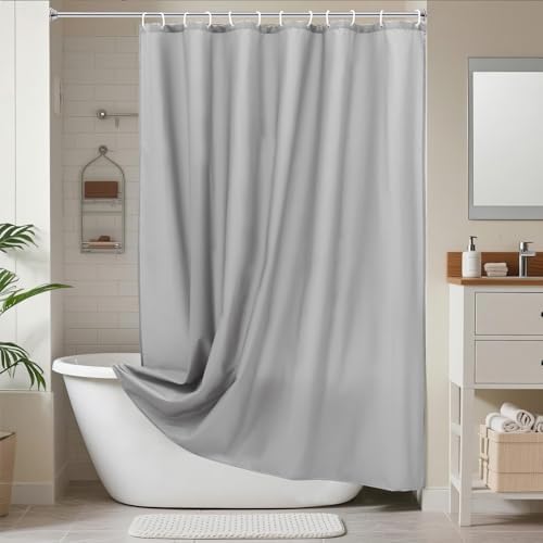 AooHome Shower Curtain Liner, Fabric Bathroom Curtain with Hooks for