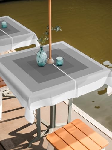 Square 60"x60" Patio Tablecloth with Umbrella Hole, 3D Optical