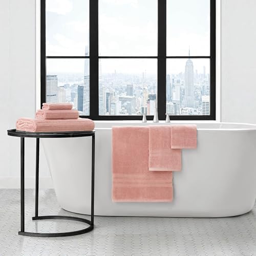 Nine West Sofia Bath Towel 6-Piece Set Peach Beige 100% Cotton Bath