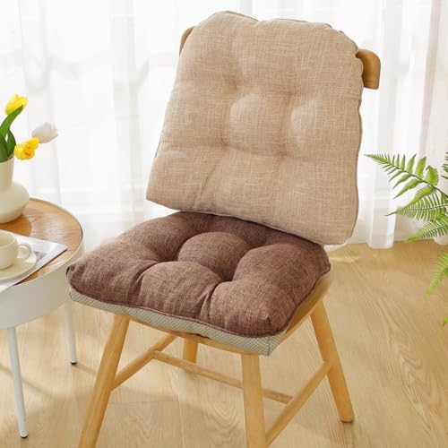 Cotton Linen Soft Comfort Chair Cushion 18"x17"x2" Tufted Chair Pads