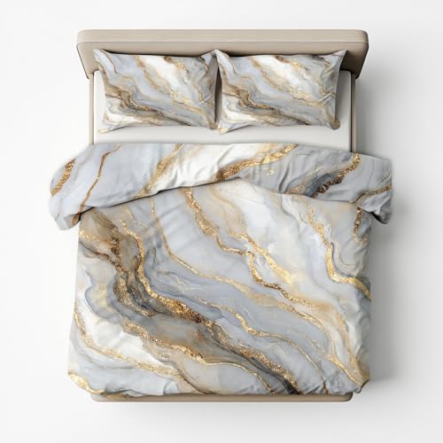 Abstract Duvet Cover Queen Size, Modern Marble Pattern Bedding Set