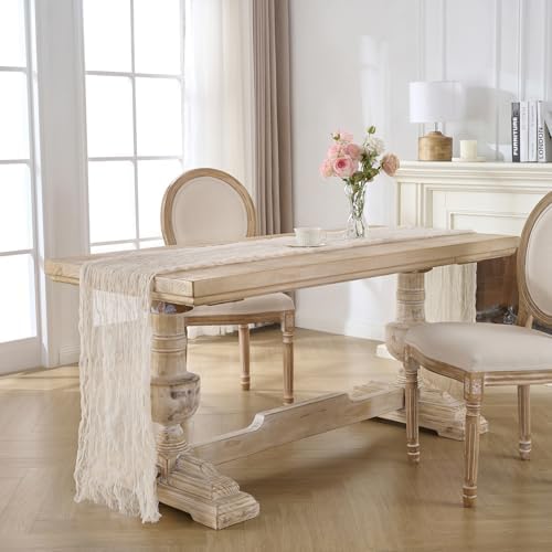 12 Pack Cream White Cheesecloth Table Runners, 120 Inch 10Ft Ivory