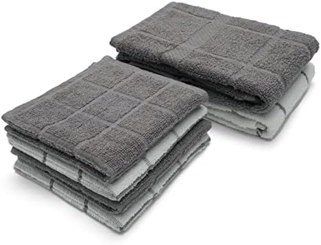 100% Cotton Terry Dish Cloth & Dish Towel, 6 Pack, Super Soft and