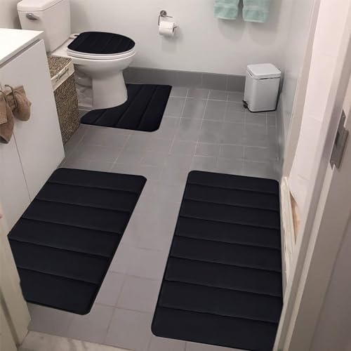 4-Piece Bathroom Rug Set - 2024 Soft Absorbent Memory Foam Mats
